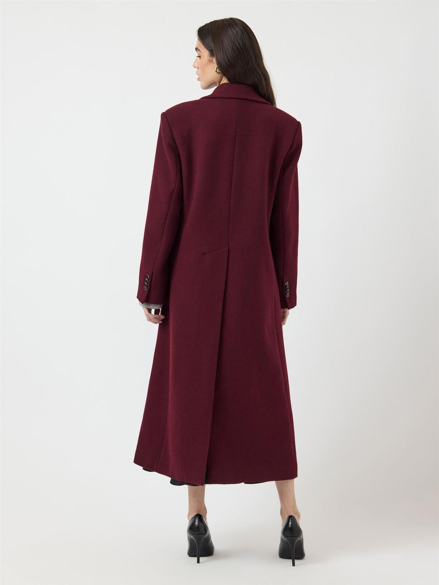 YASRoyla LS Wool Blend Long Coat Burgunder