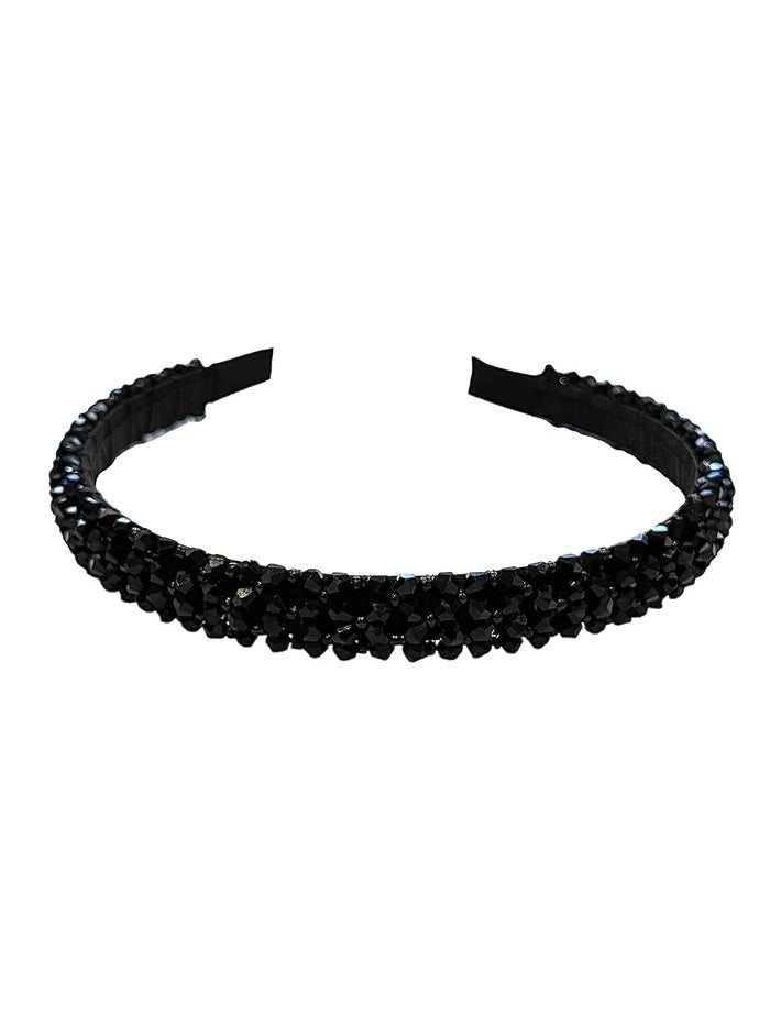 Crystal Beaded Hair Band Black