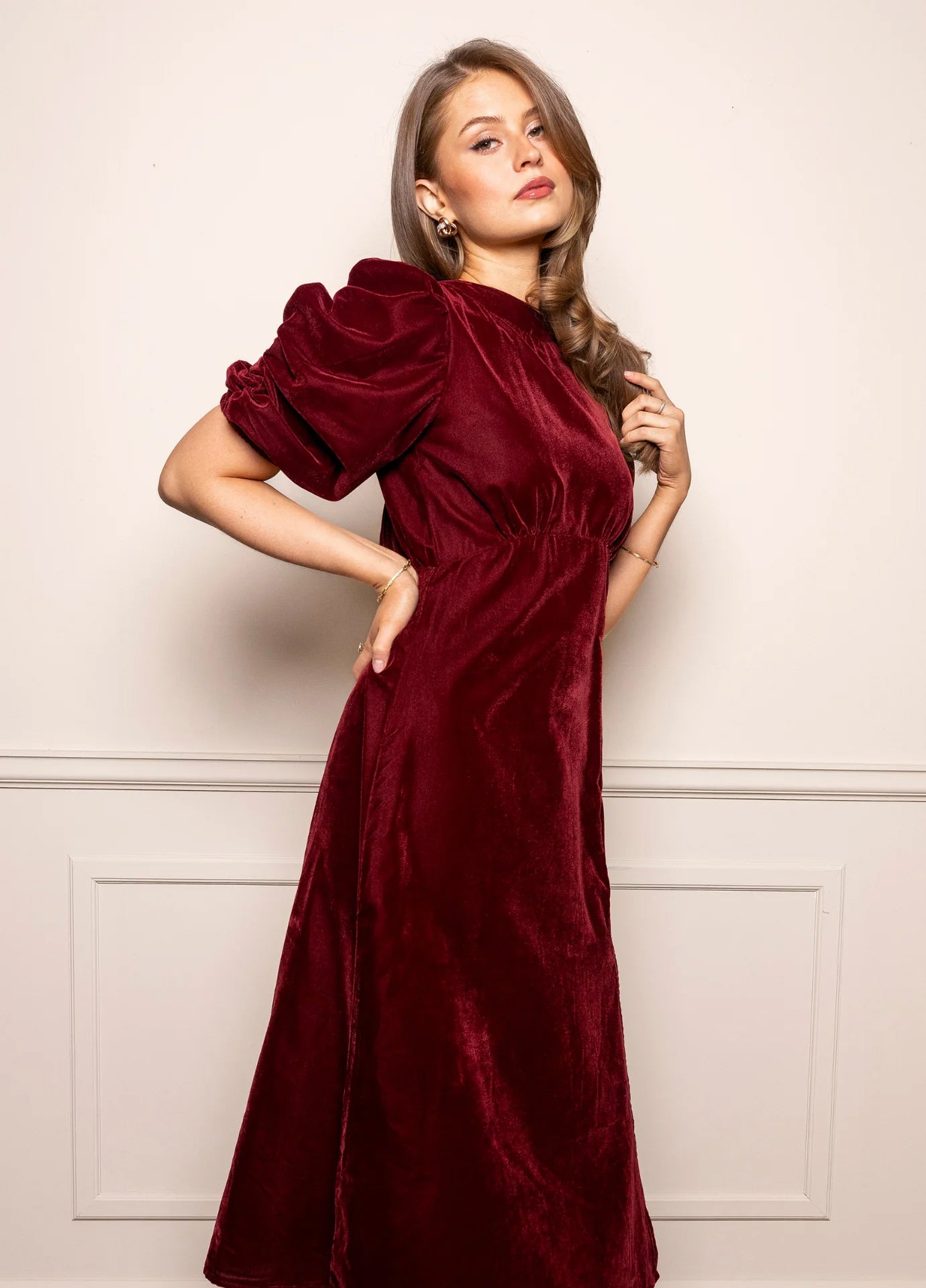 Dakota Dress Velvet Bordaux
