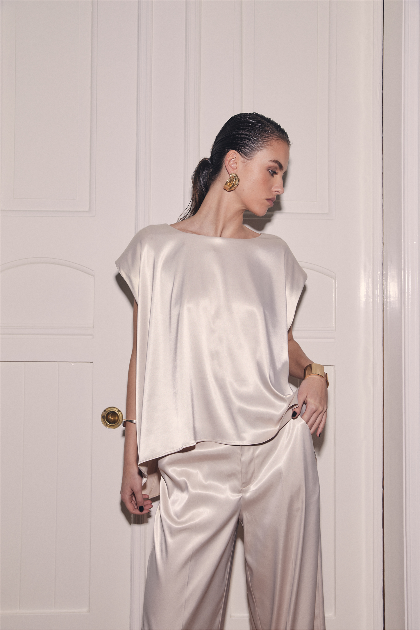 Poise Satin Cape Top