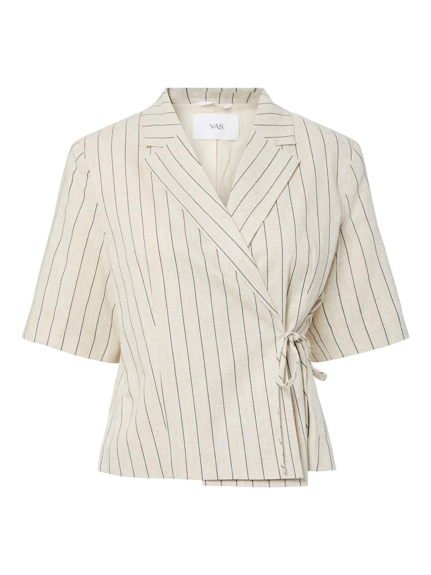 YasLinura Linen Blend Blazer - Pristine Pinstripe