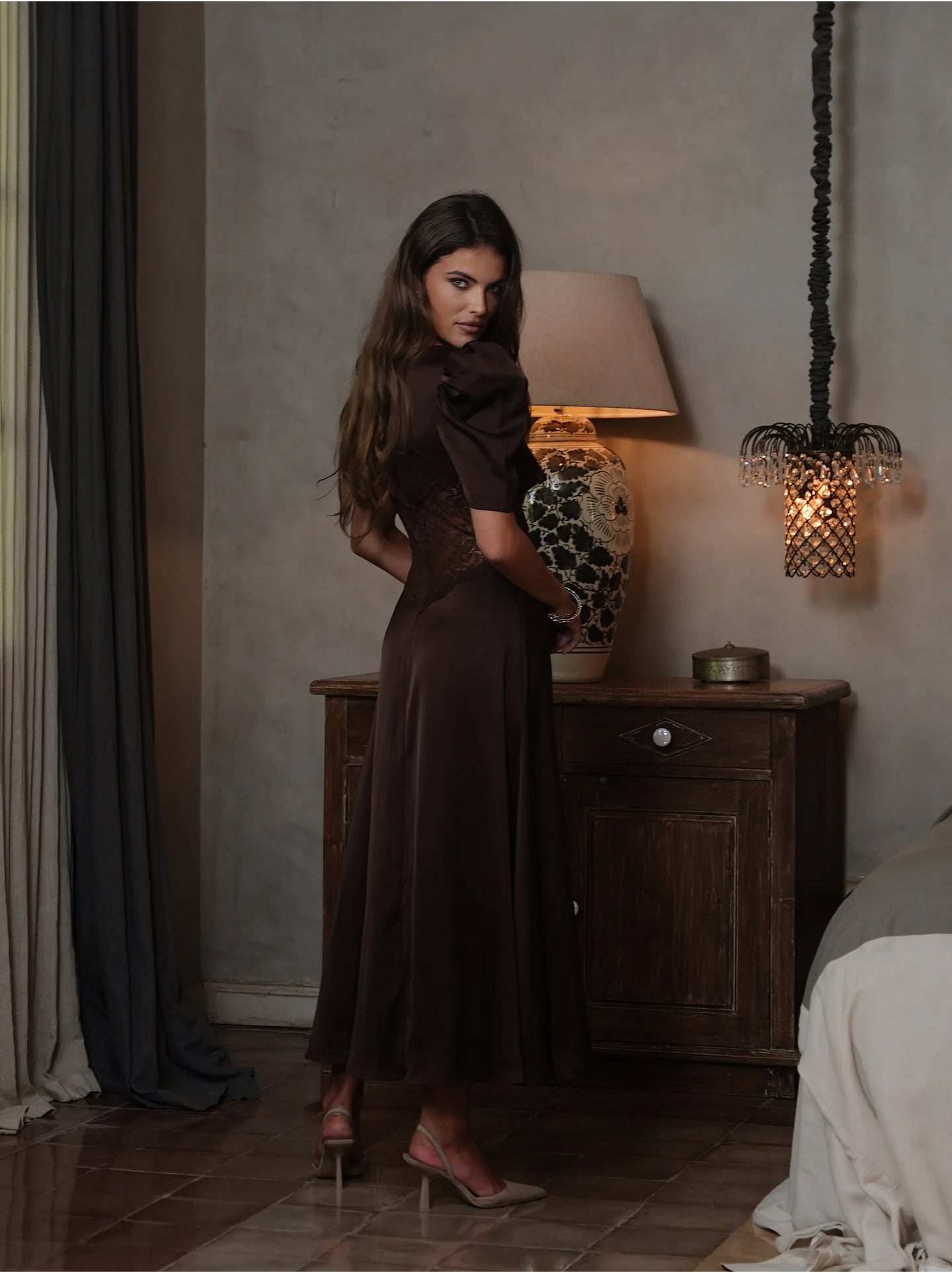 Francis Lace Midi Dress - Espresso