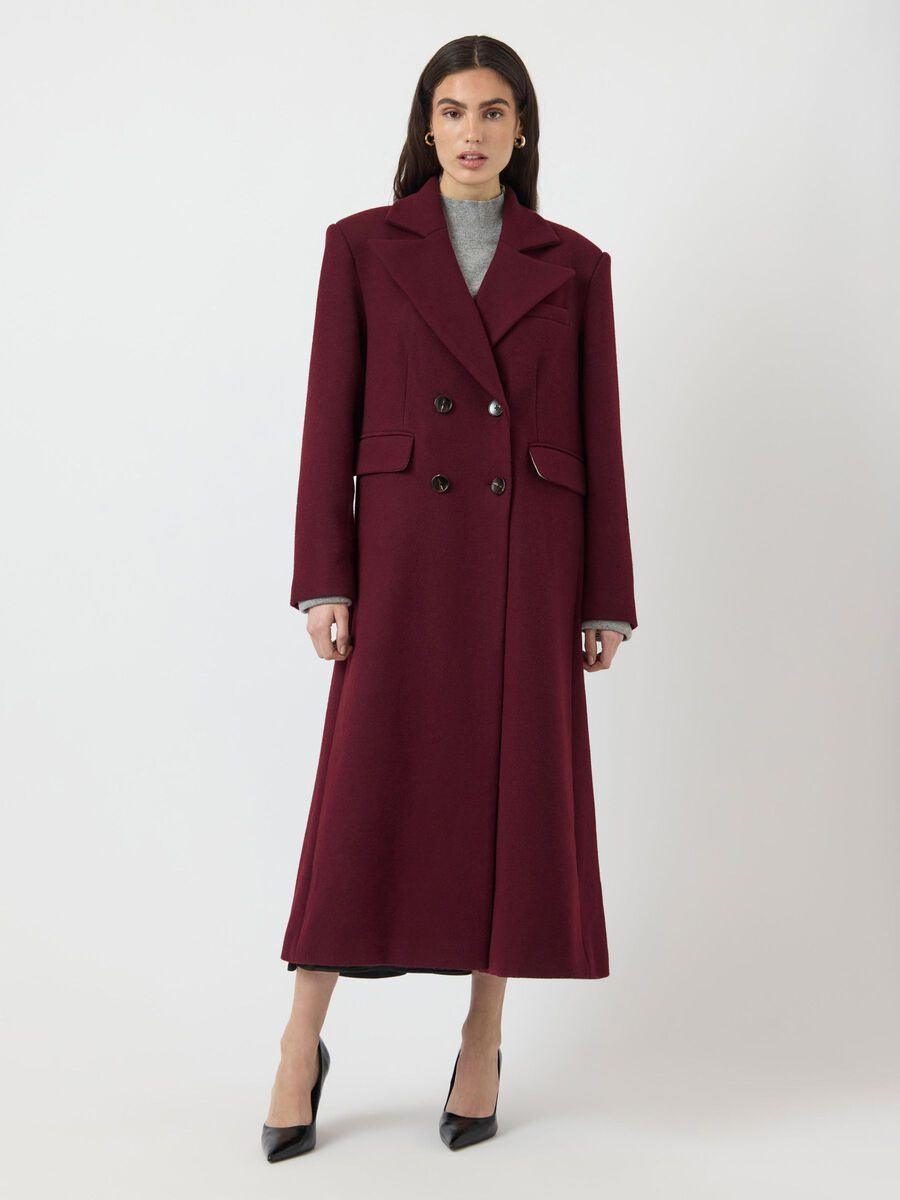 YASRoyla LS Wool Blend Long Coat Burgunder