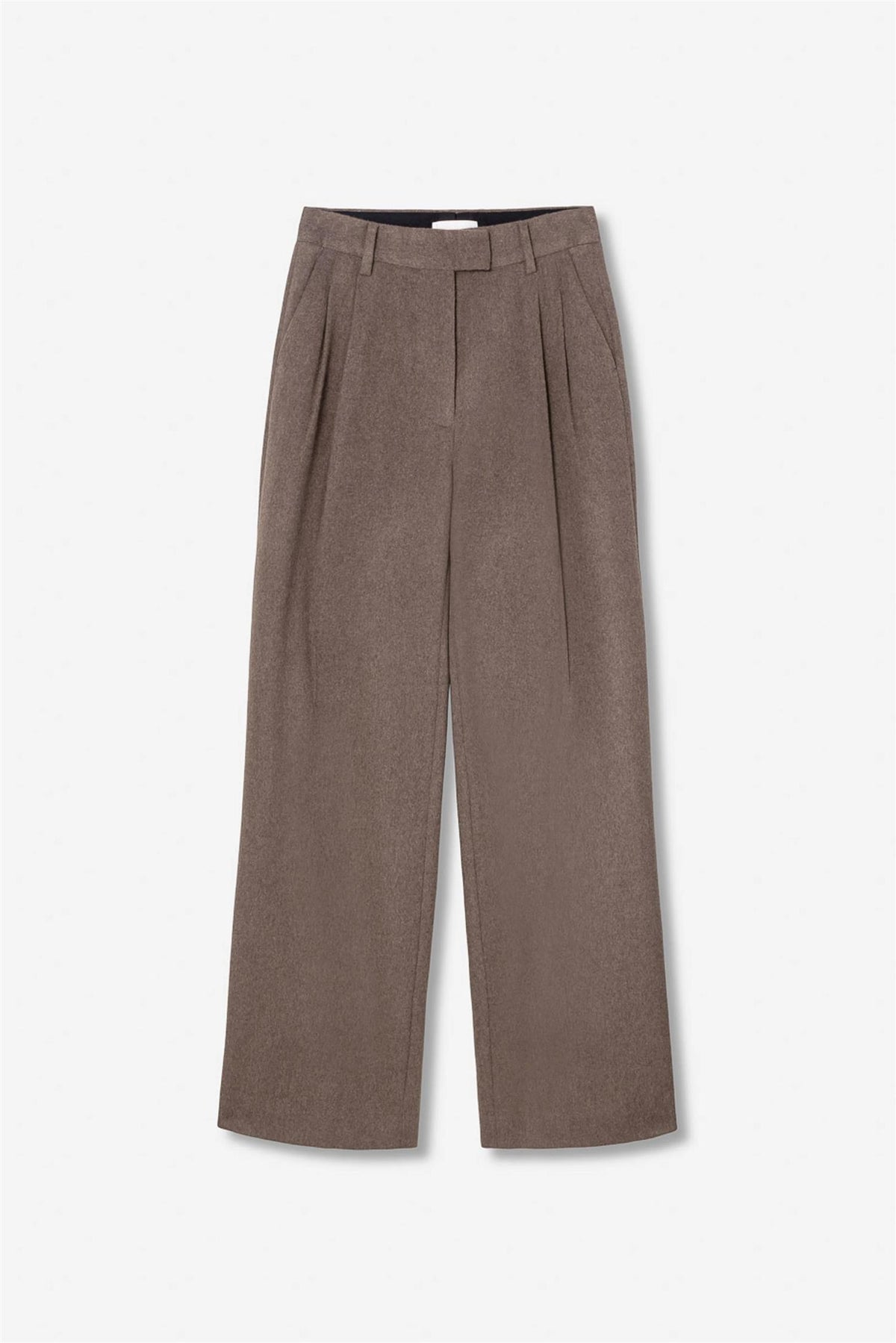 Ava Wool Trouser - Dark Taupe Melange