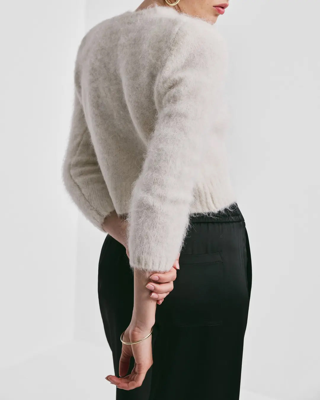 Hairy Knit Jacket Off-white