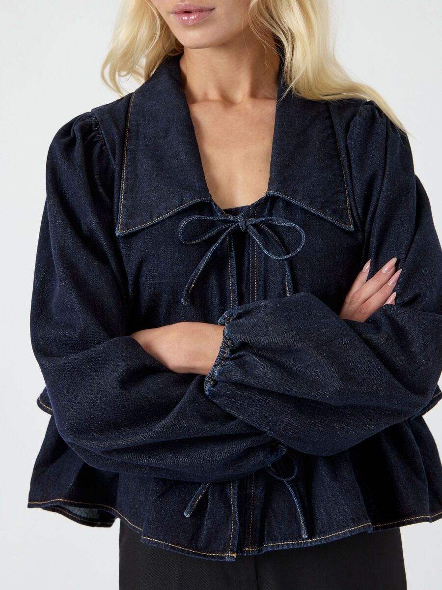 YASCelina LS Denim Tie Top S.