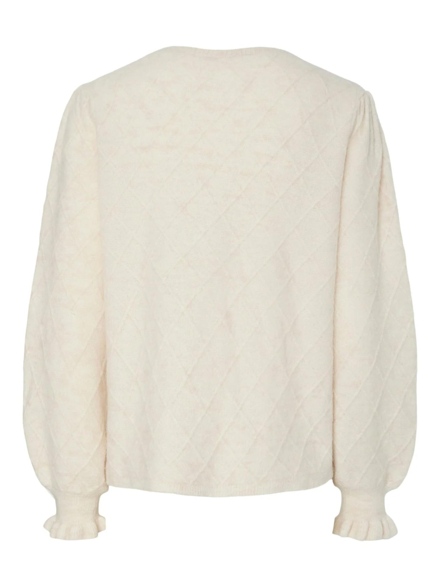 YASThelma LS Wool Blend Knit Cardigan Cream