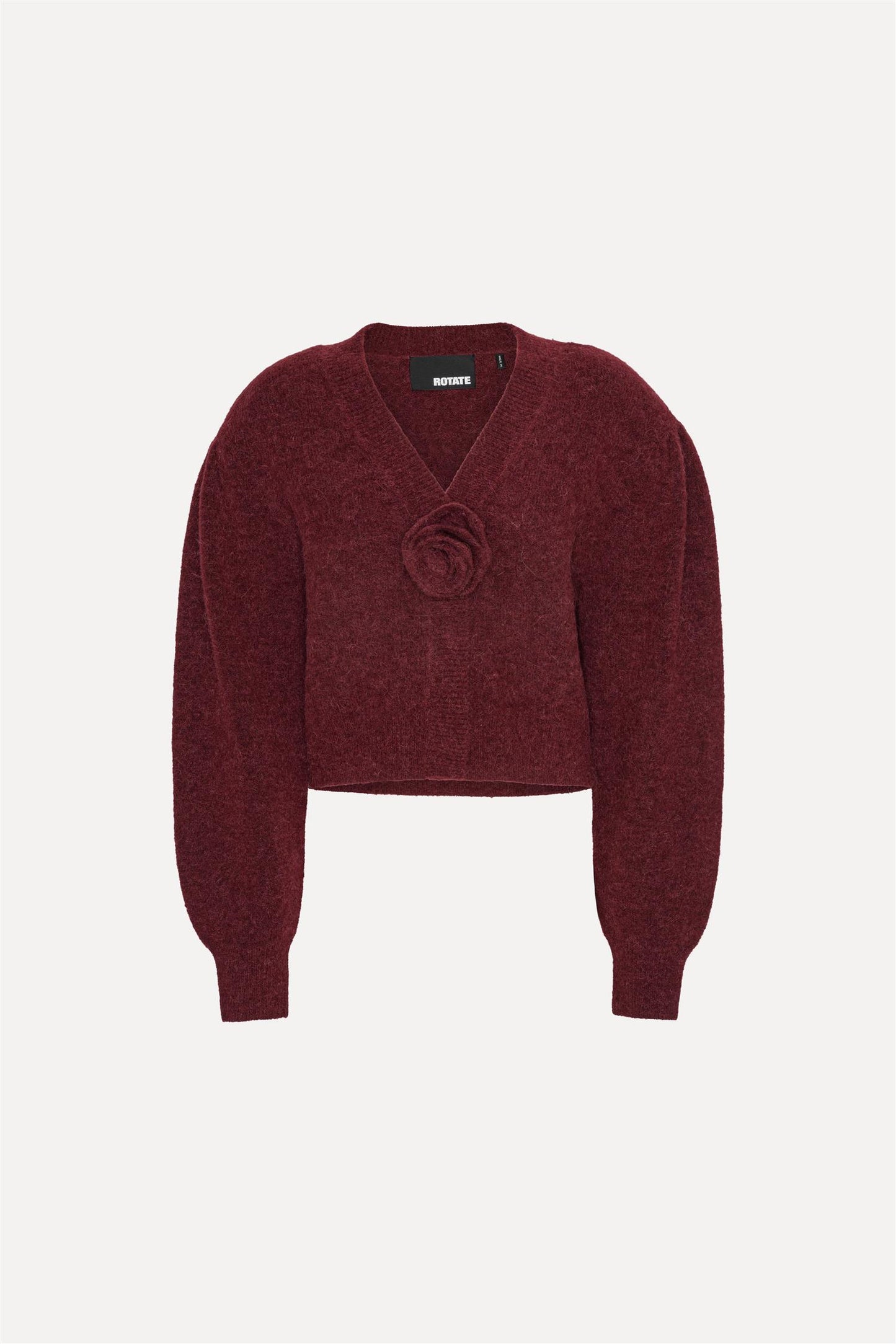 Knit Puffsleeve Cardigan Burgunder