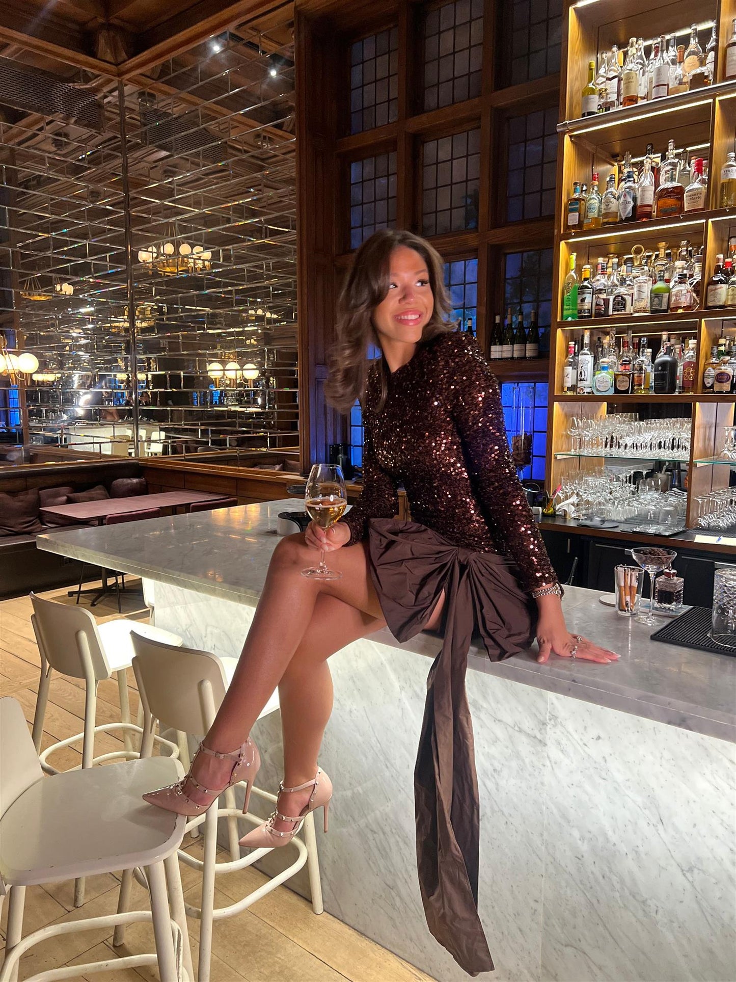 Sequins Bow Mini Dress