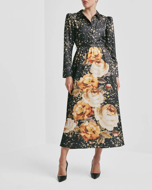 Tailored Satin Shirt Dress