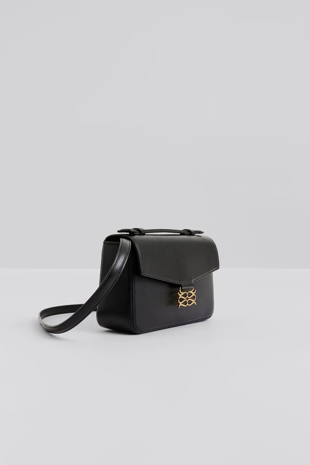 Monogram Leather Shoulder Bag - Black
