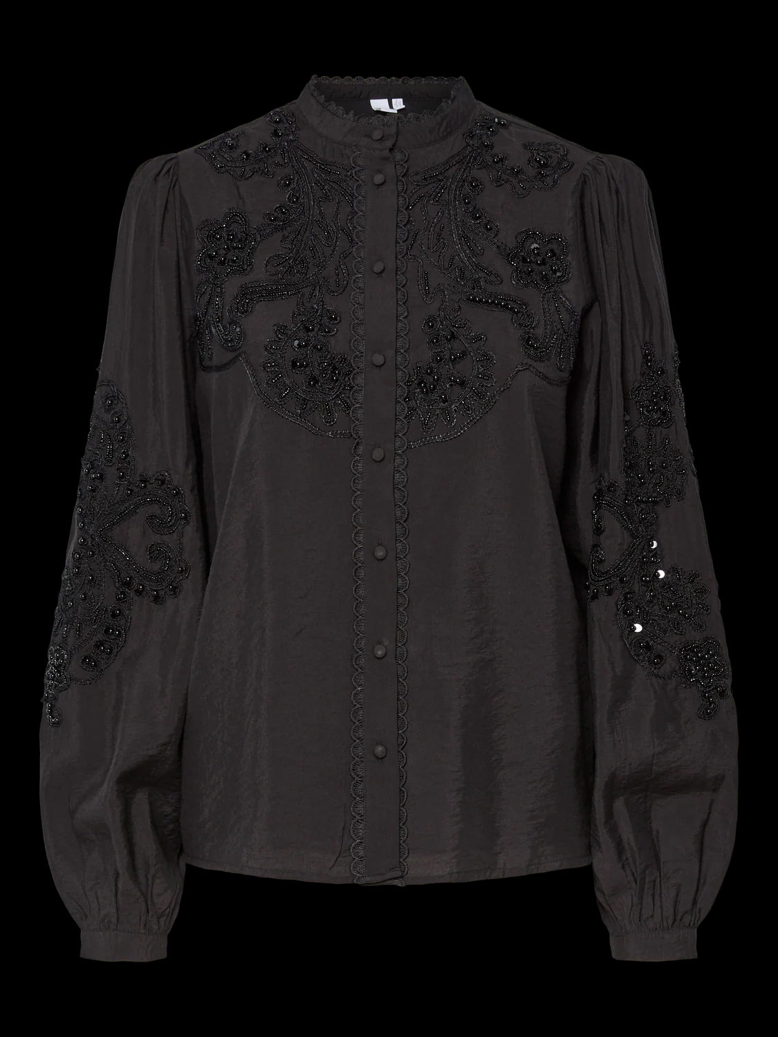 YASMathilda LS Beaded Shirt Sort