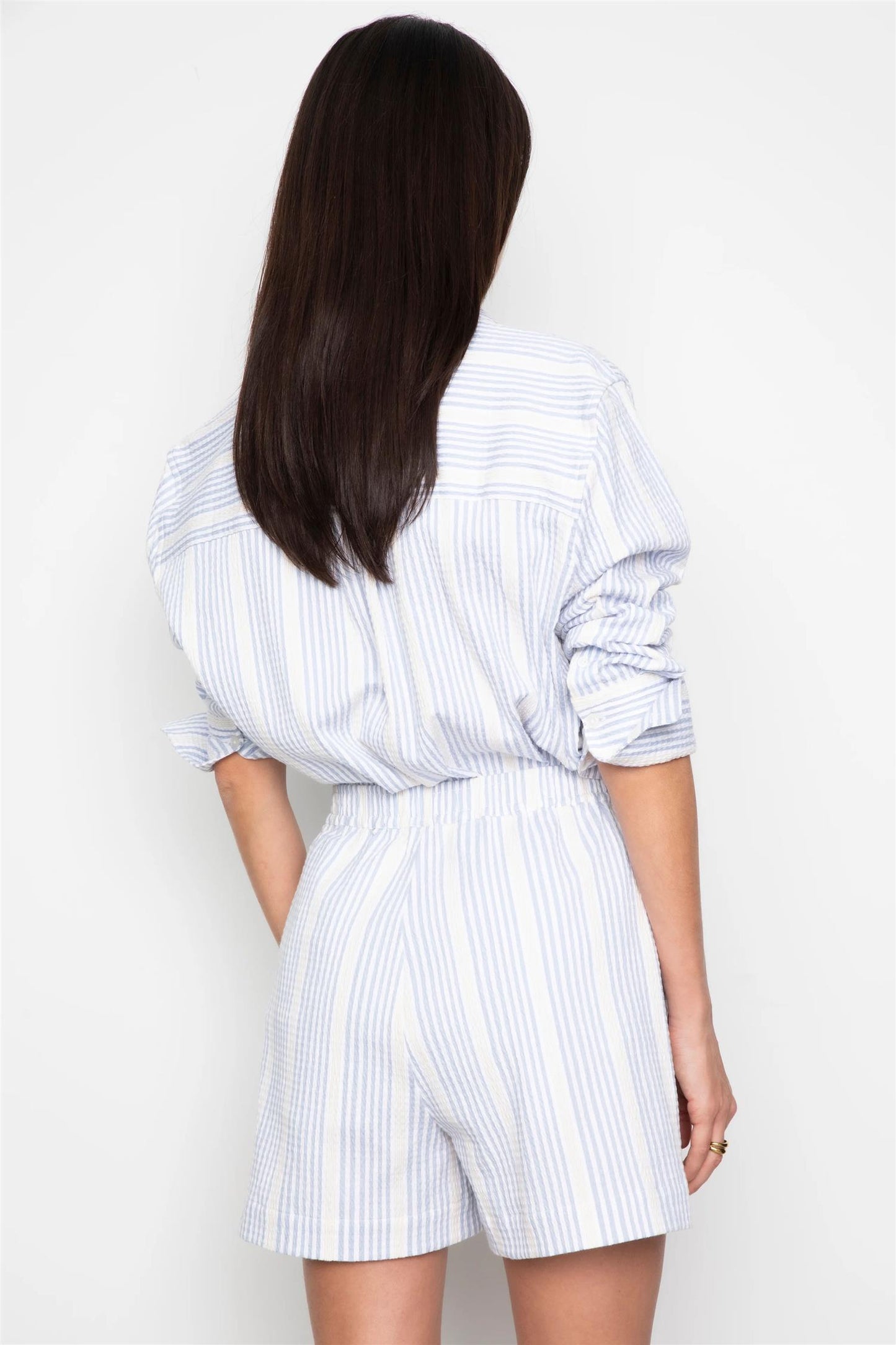 Bibi Crepe Shirt - Blue Stripe