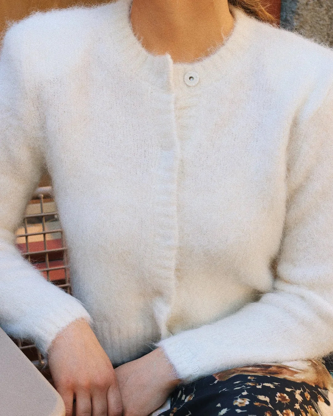 Hairy Knit Jacket Off-white