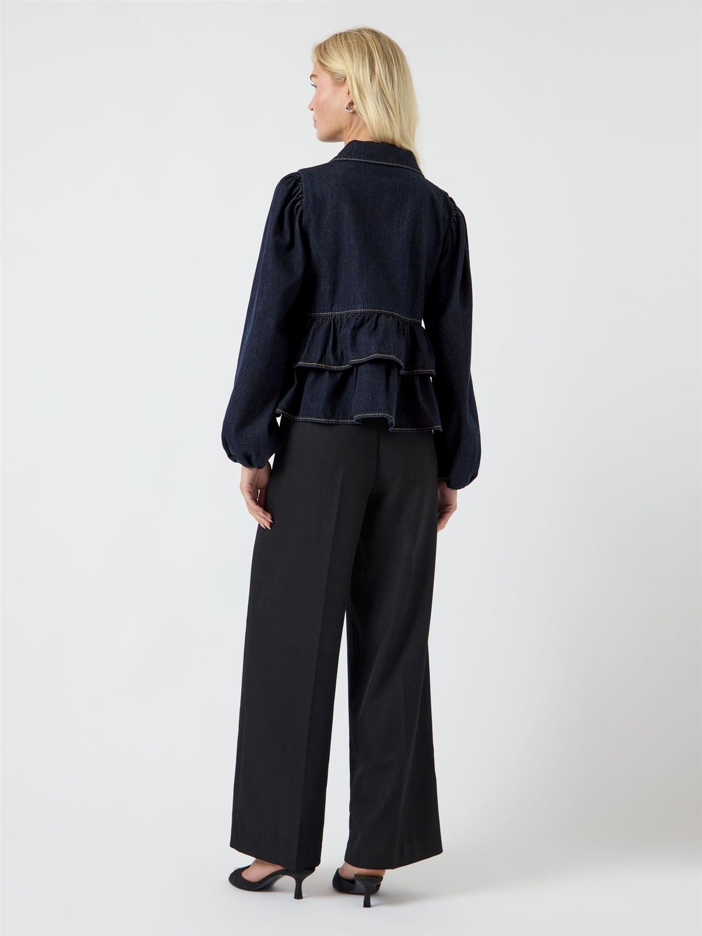 YASCelina LS Denim Tie Top S.