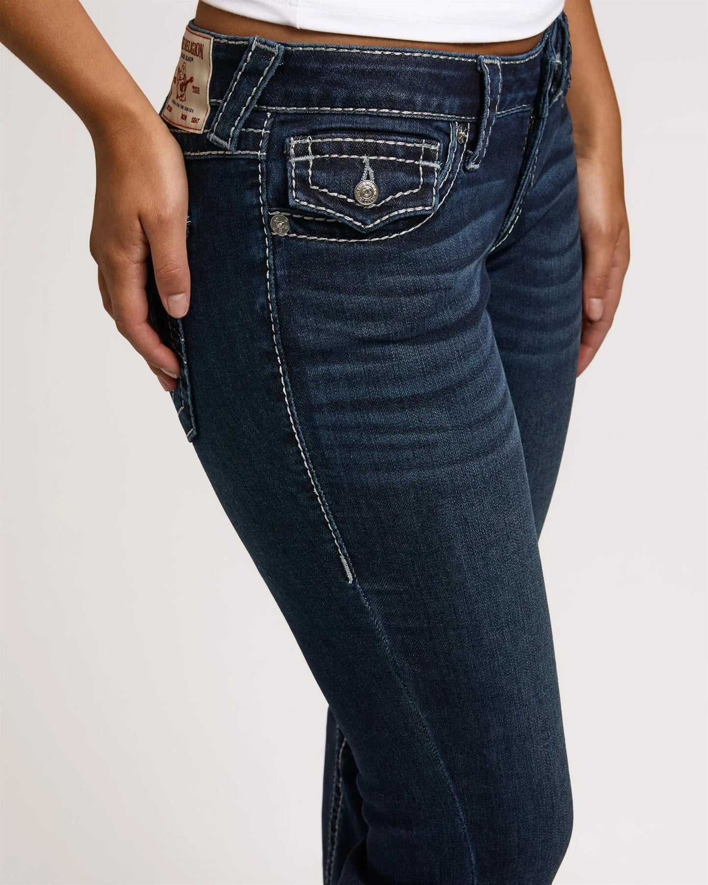 Joey Low Rise Flare Lurex Big T Flap - Stone Fox