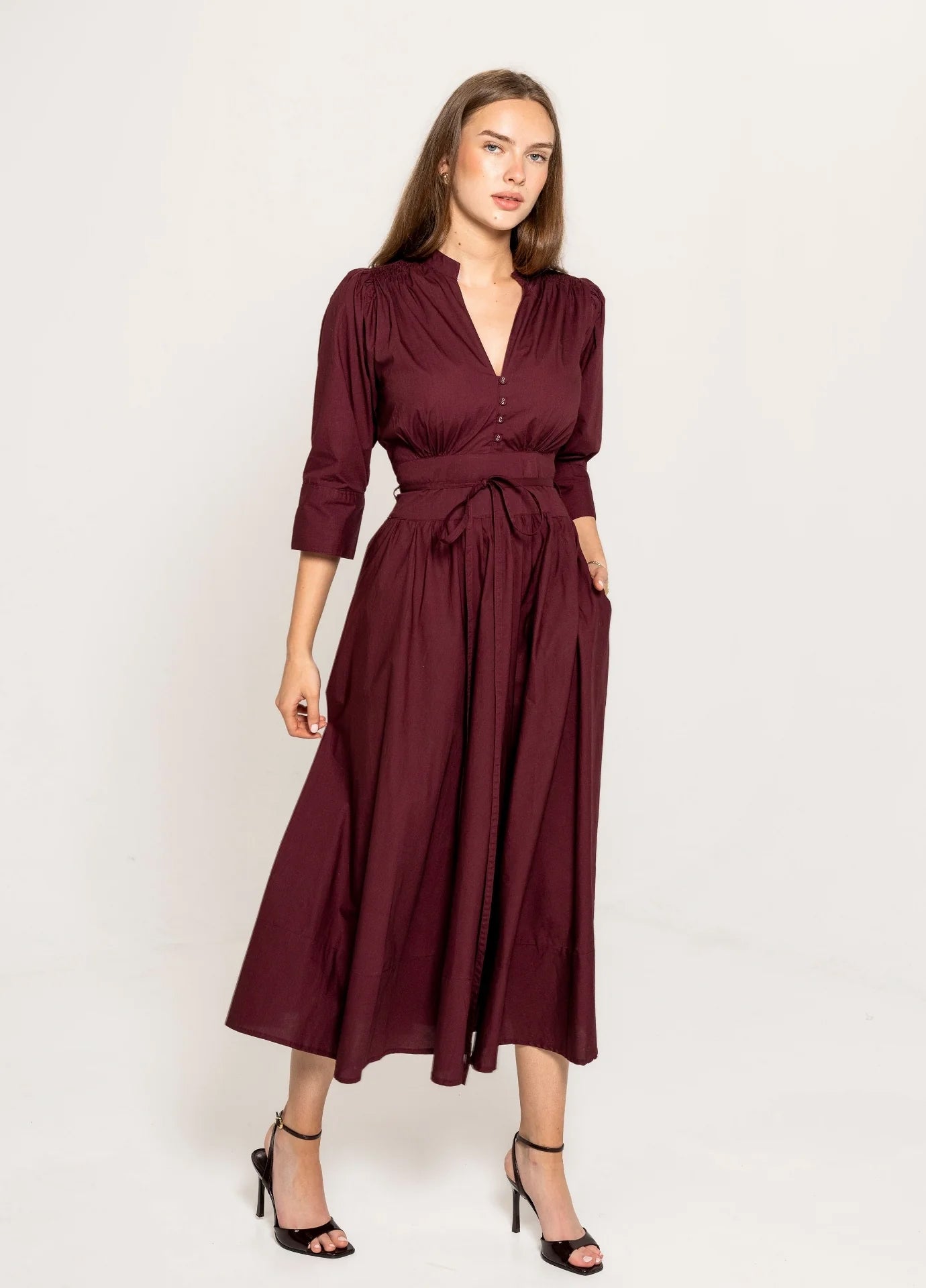 Maria Dress - Rich Maroon