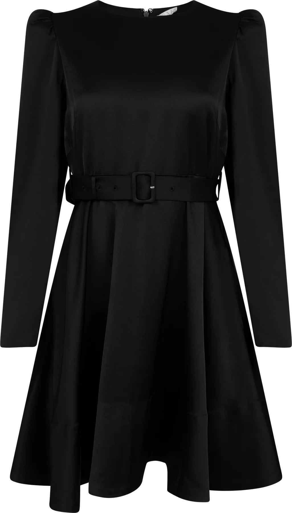 Tailored Satin Belt Dress