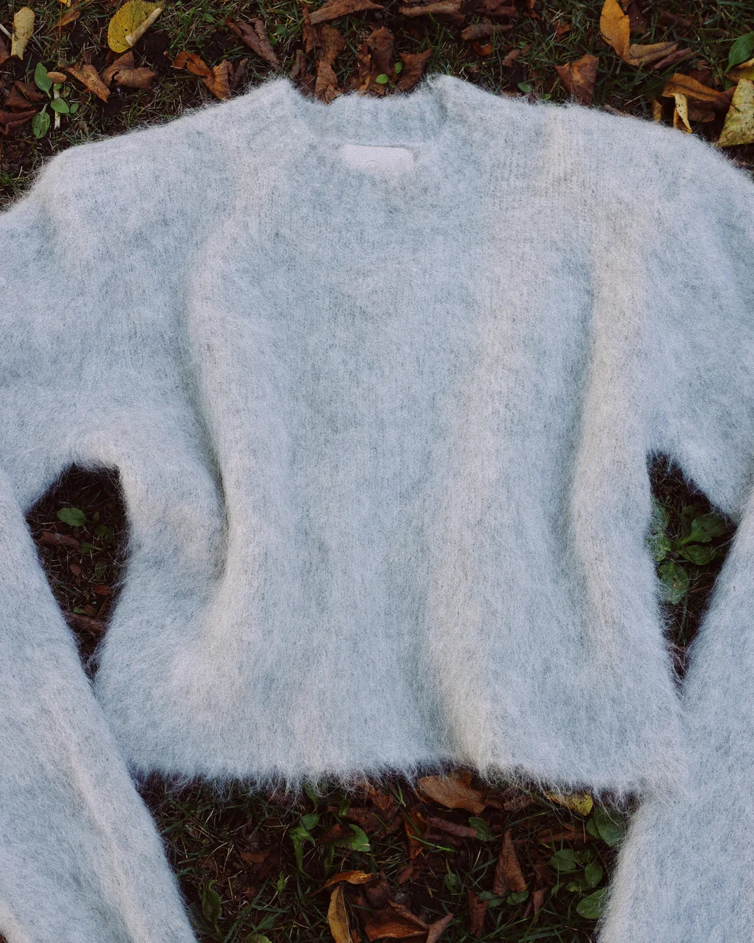 Hairy Knit Fitted Sweater Grey