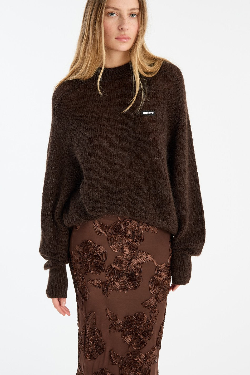 Flower Mesh Pencil Skirt