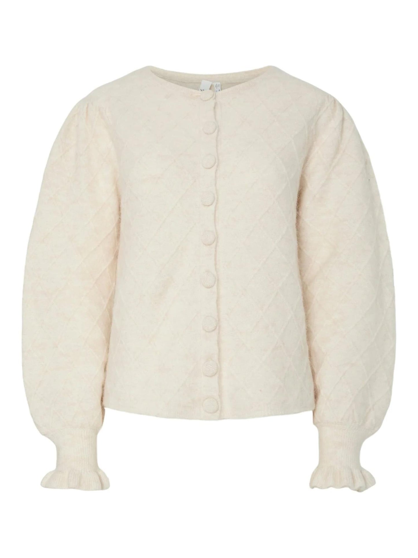 YASThelma LS Wool Blend Knit Cardigan Cream