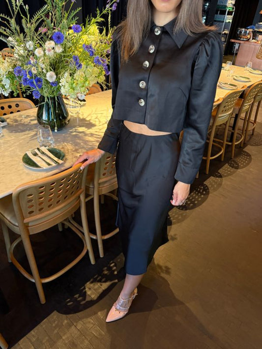 Tailored Satin Cropped Jacket