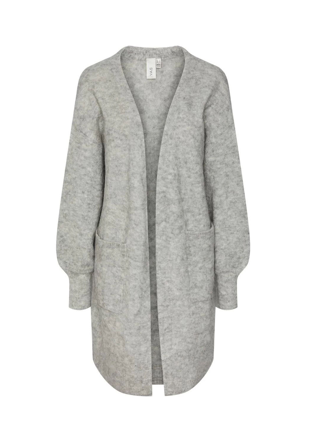 YASNORLA LONG CARDIGAN Light grey melange