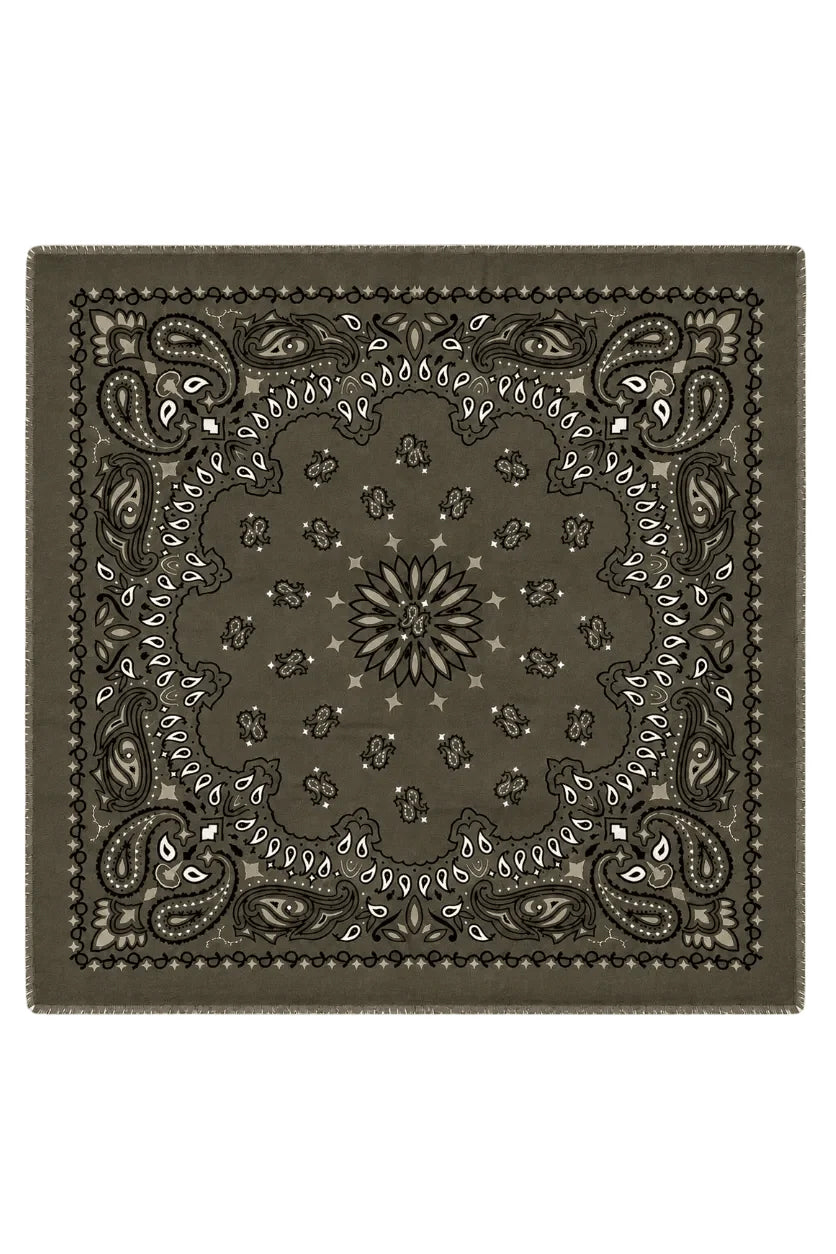Large Paisley Scarf - Khaki