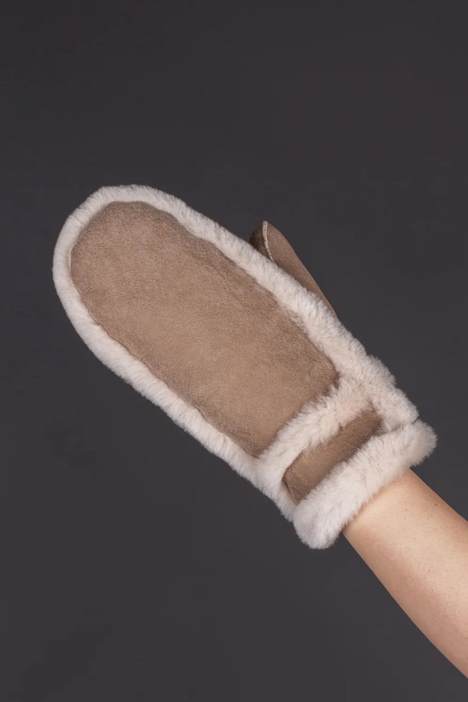 Semskede Votter i Lammeskinn - Beige/Offwhite
