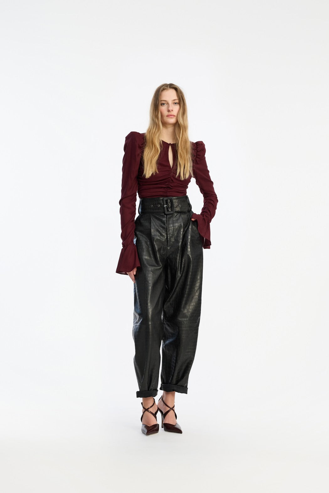 Chiffon Ruched Ls Top