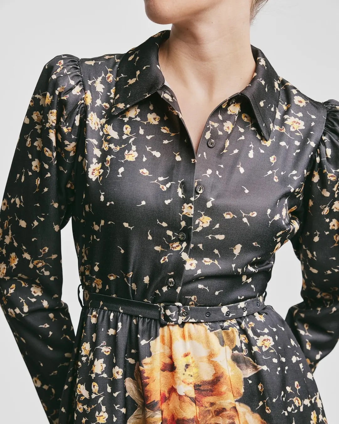 Tailored Satin Shirt Dress