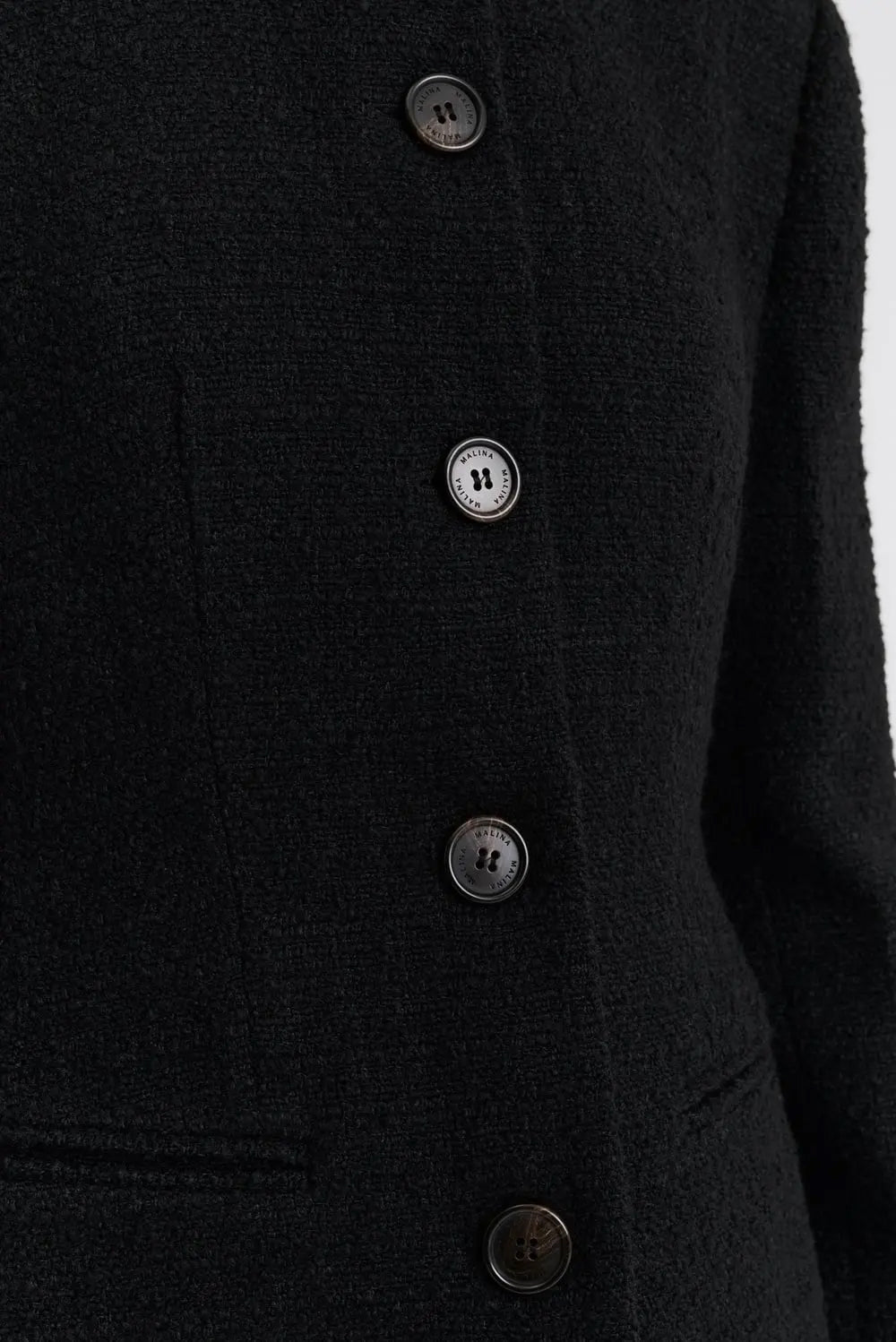 Carol Fitted Round Neck Blazer - Black