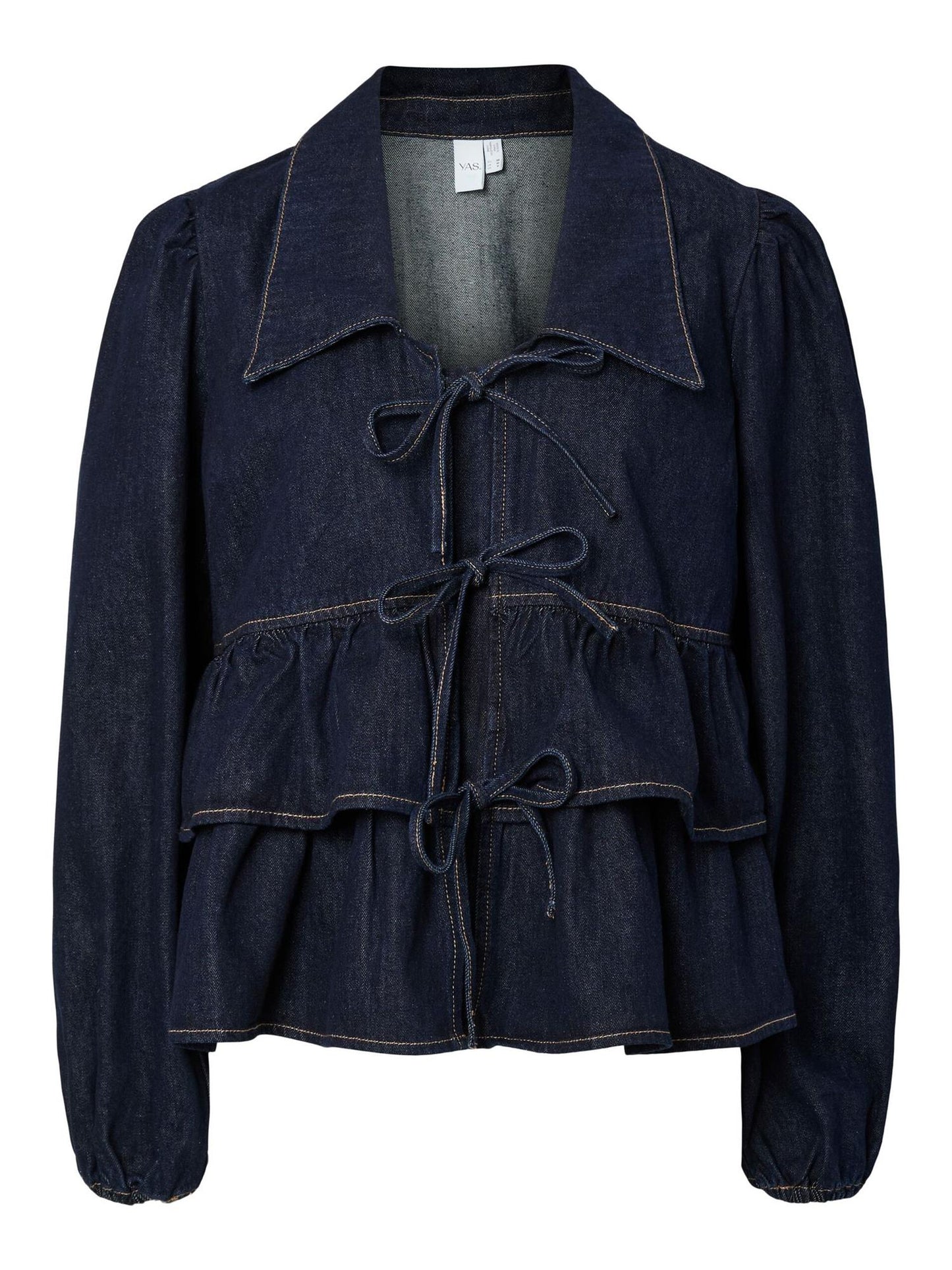 YASCelina LS Denim Tie Top S.