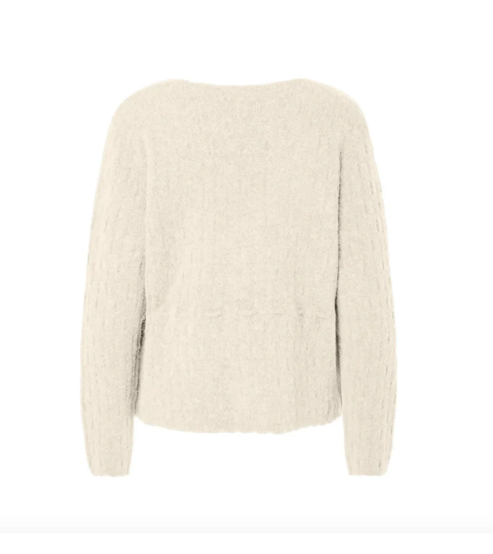 YasMellis Alpaca Blend Knit Cardigan - Pristine Melange