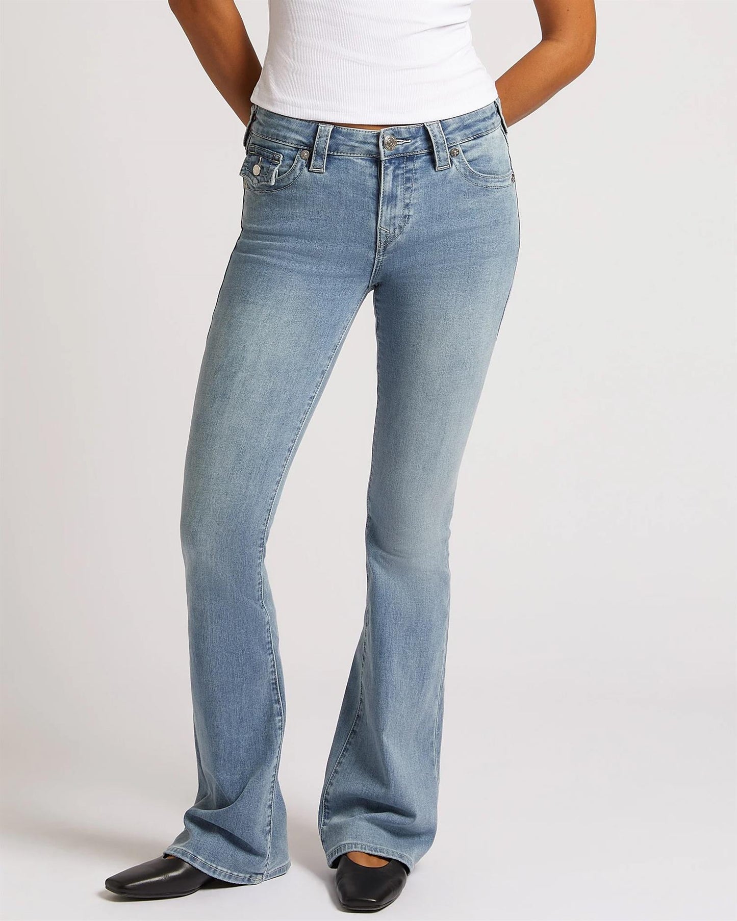 Becca Mid Rise Boot Cut Flap