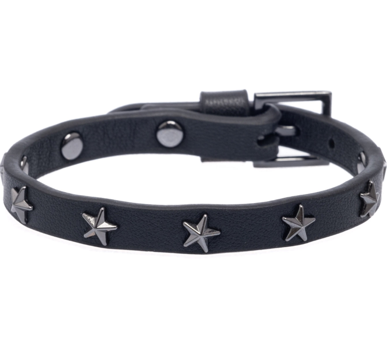 Leather Star Stud Bracelet Mini Black w/Gun