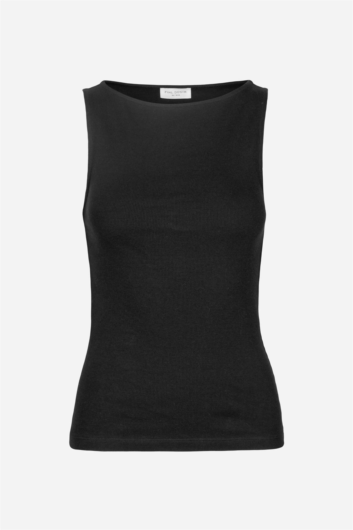Peggy Rib Boatneck Top - Black