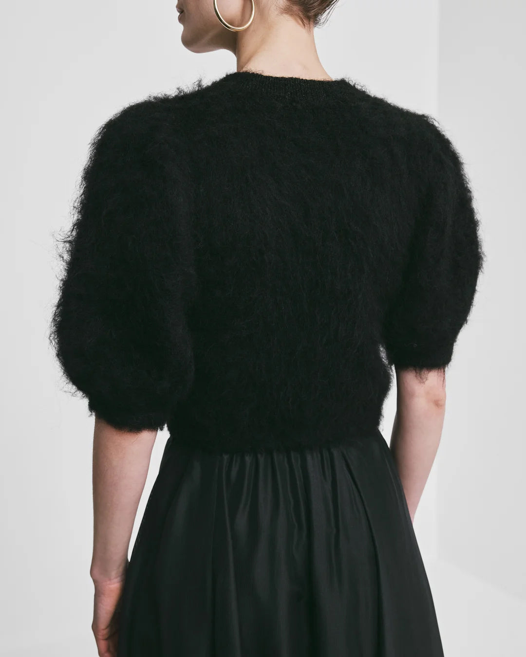 Hairy Knit Puffy Jacket Black