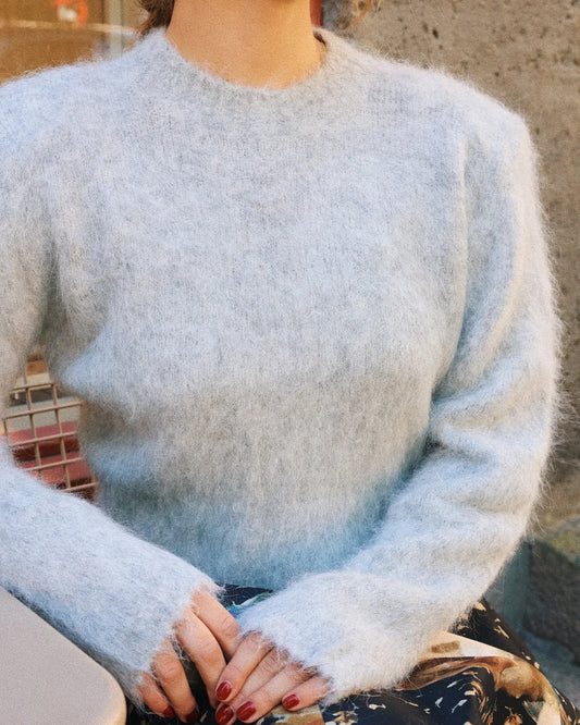 Hairy Knit Fitted Sweater Grey