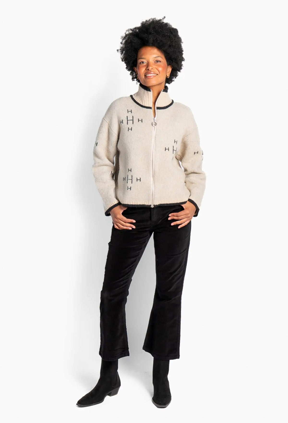 Iben Zip Jacket - Light Beige Melange