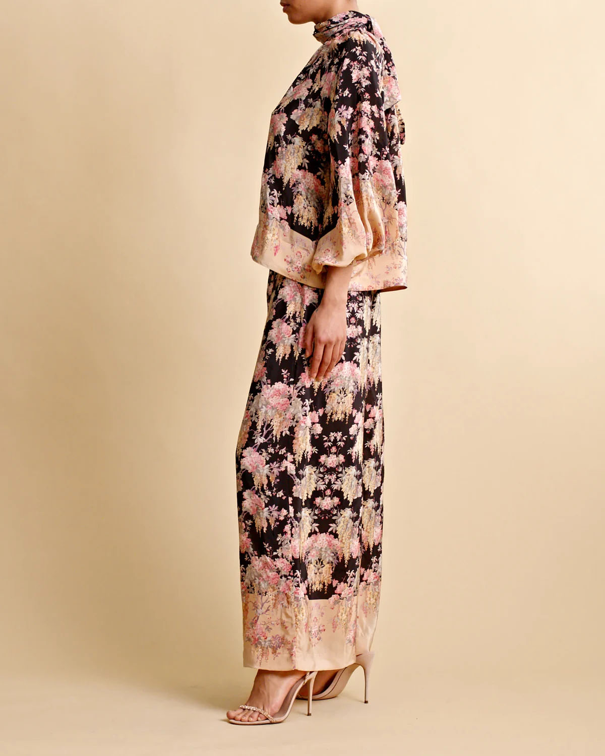 Satin trousers Midnight garden
