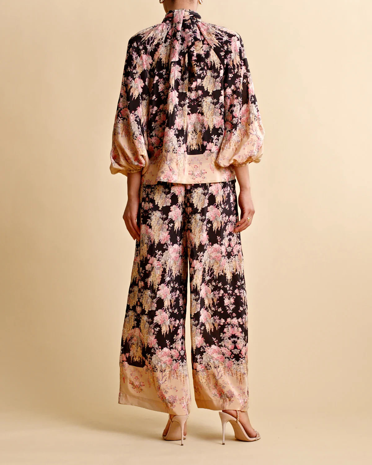 Satin trousers Midnight garden