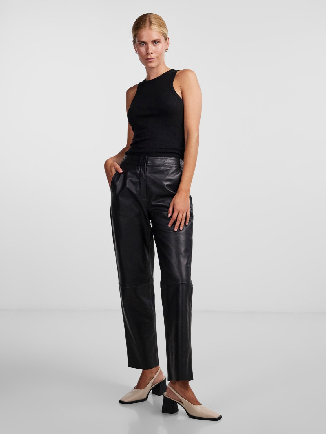 YASLINE HMW LEATHER PANT Black