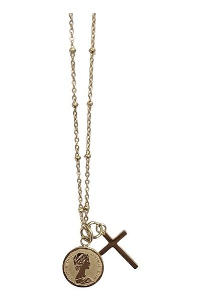 Coin Cross Necklace