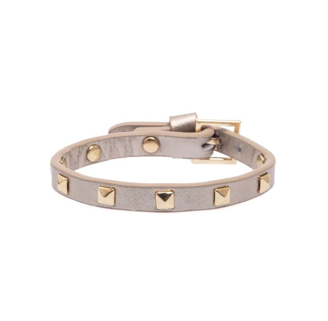 Leather Stud Bracelet Mini Champagne Metallic