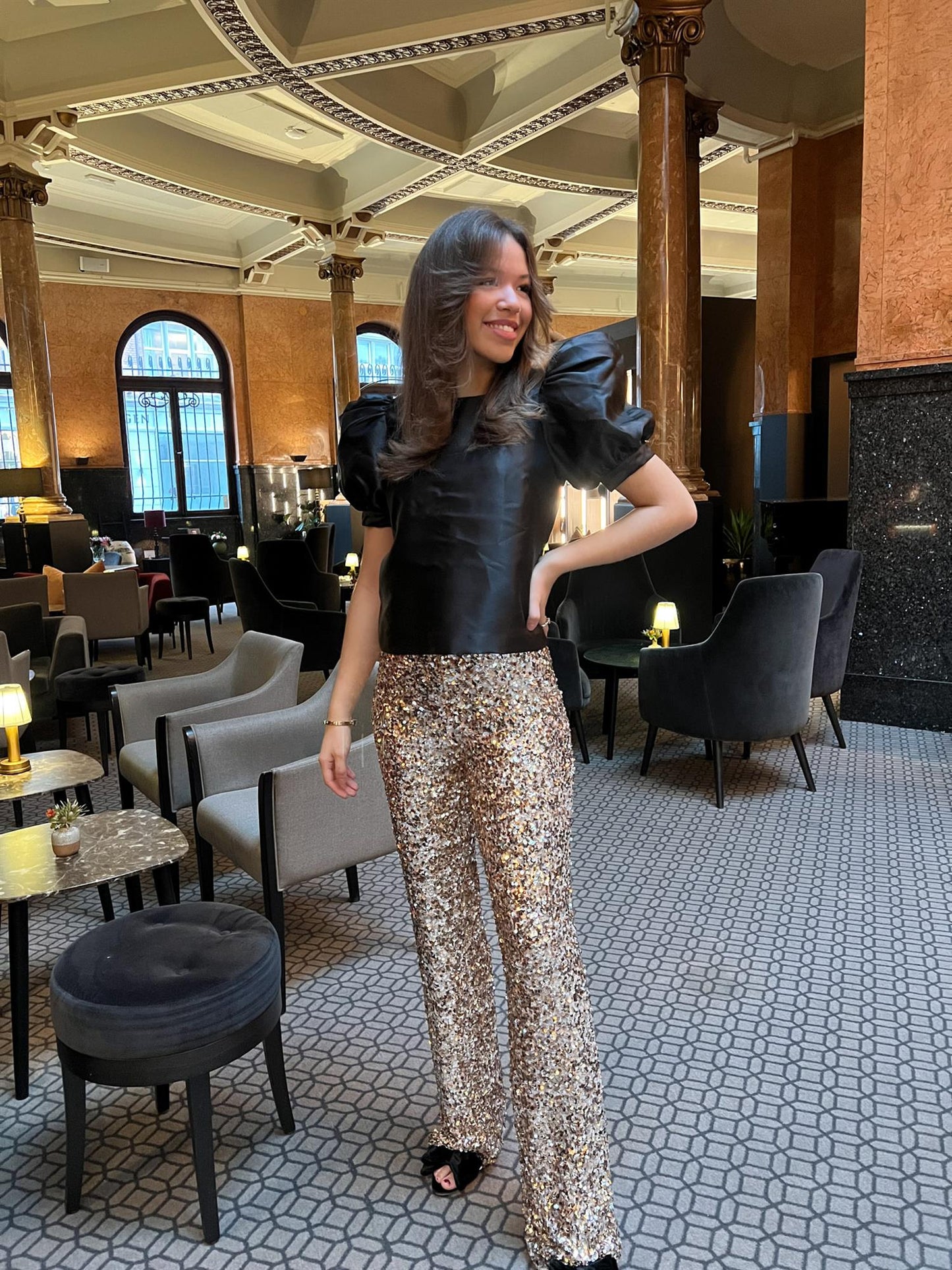 Dali Sequin Trouser Champagne