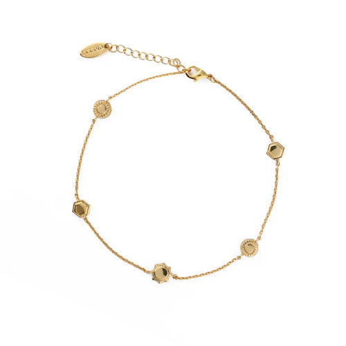 Mixed metal charm anklet