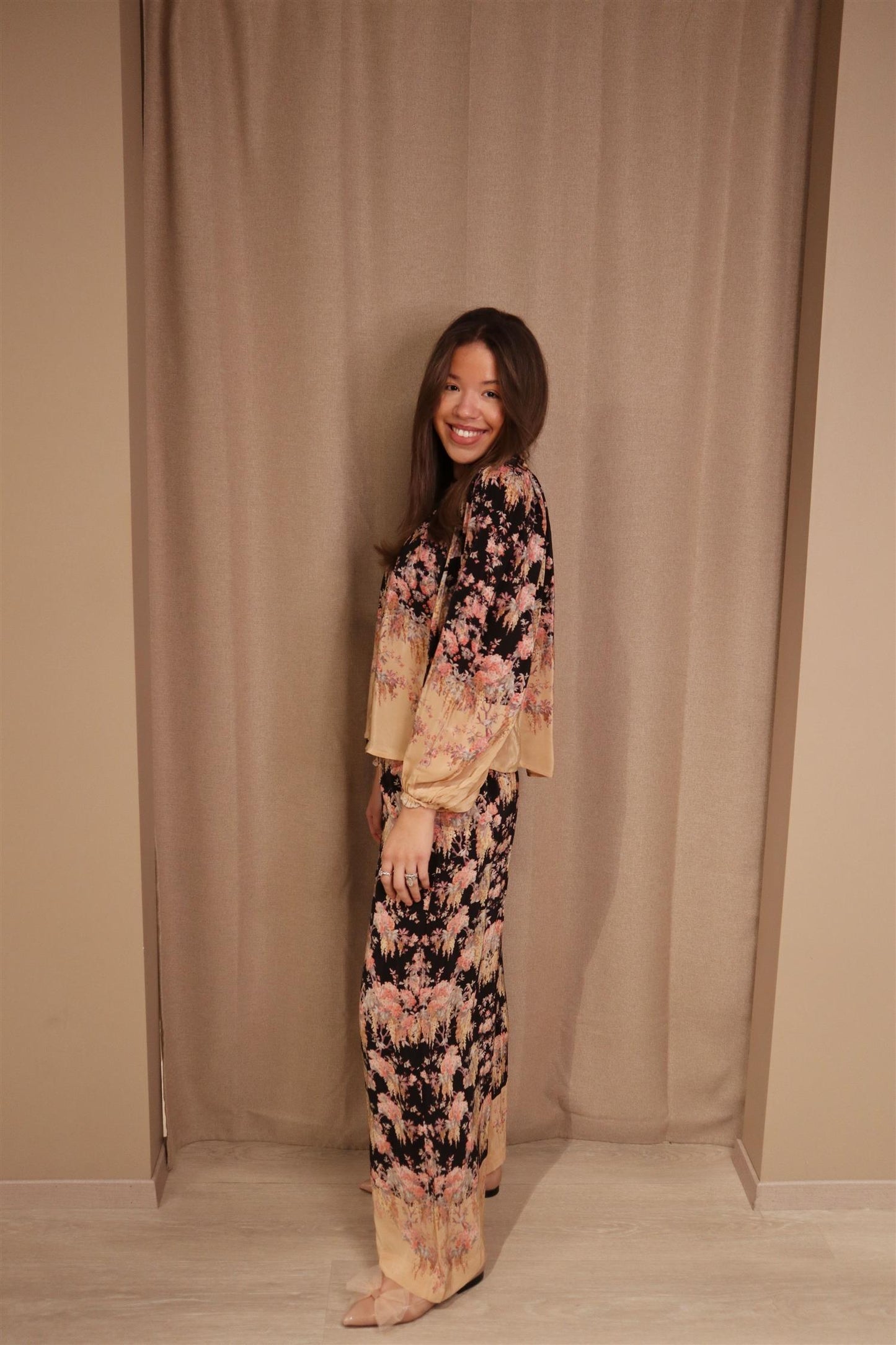 Satin trousers Midnight garden