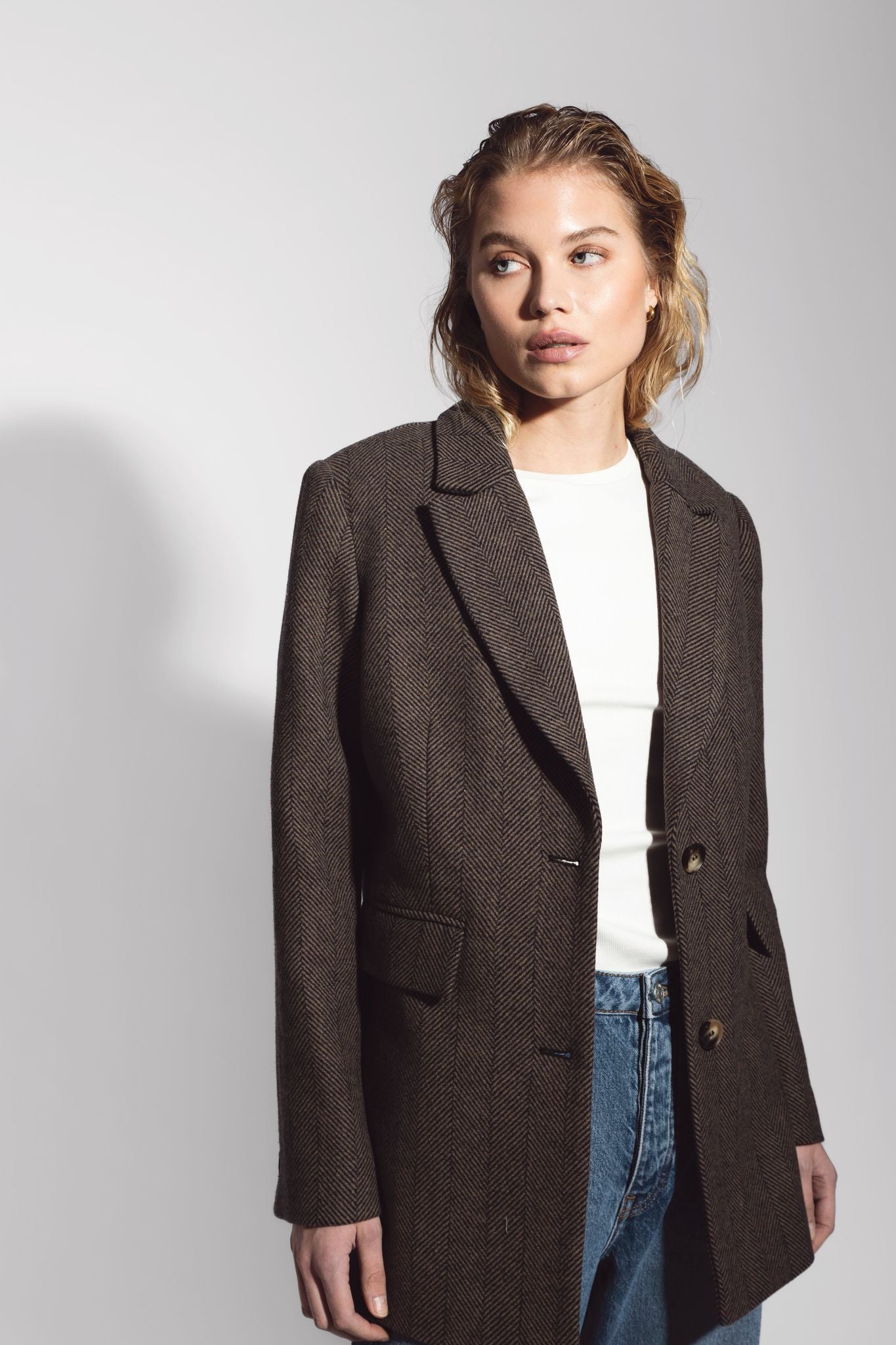 Brooklyn Blazer Taupe Herringbone