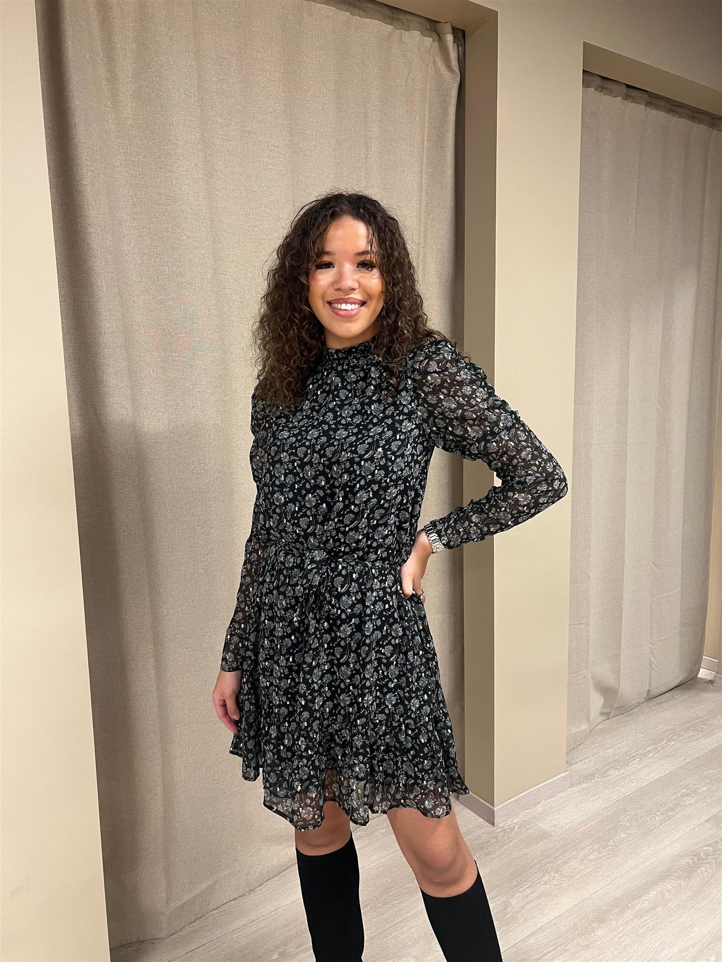Ariel dress Green amber print